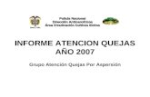 INFORME ATENCION QUEJAS AÑO 2007 Grupo Atención Quejas Por Aspersión.