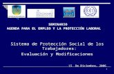 1 SEMINARIO AGENDA PARA EL EMPLEO Y LA PROTECCIÓN LABORAL Sistema de Protección Social de los Trabajadores: Evaluación y Modificaciones 15 De Diciembre,