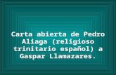 Carta abierta de Pedro Aliaga (religioso trinitario español) a Gaspar Llamazares.