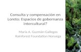 Consulta y compensación en Loreto: Espacios de gobernanza intercultural? María A. Guzmán-Gallegos Rainforest Foundation Noruega.