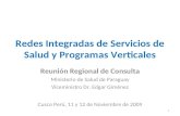 Redes Integradas de Servicios de Salud y Programas Verticales Reunión Regional de Consulta Ministerio de Salud de Paraguay Viceministro Dr. Edgar Giménez.