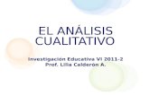 EL ANÁLISIS CUALITATIVO Investigación Educativa VI 2011-2 Prof. Lilia Calderón A.