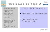 Protocolos de Capa 3 Protocolos Conjunto de reglas Descripción formal de formatos de mensaje Se denomina protocolo a un conjunto de normas y/o procedimientos.