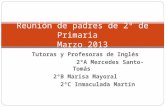 Tutoras y Profesoras de Inglés 2ºA Mercedes Santo-Tomás 2ºB Marisa Mayoral 2ºC Inmaculada Martín Reunión de padres de 2º de Primaria Marzo 2013.
