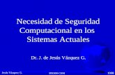 Jesús Vázquez G. ITESM-CEM 1998 Dr. J. de Jesús Vázquez G. Necesidad de Seguridad Computacional en los Sistemas Actuales.