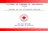 CRUZ ROJA MEXICANA ÁREA NACIONAL DE DESASTRES SISTEMAS DE COMANDO DE INCIDENTES TRIAGE Y CONTROL DE LOS ACCIDENTES MASIVOS TUM. Alfredo Esquivel Enríquez.