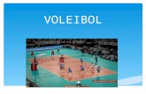 VOLEIBOL.  El campo donde se juega al voleibol es un rectángulo de 18 m de largo por 9 m de ancho, dividido en su línea central por una red que separa.