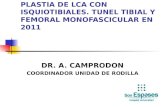 PLASTIA DE LCA CON ISQUIOTIBIALES. TUNEL TIBIAL Y FEMORAL MONOFASCICULAR EN 2011 DR. A. CAMPRODON COORDINADOR UNIDAD DE RODILLA.