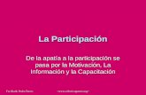 Facilitado Pedro Torres  La Participación De la apatía a la participación se pasa por la Motivación, La Información y la Capacitación.