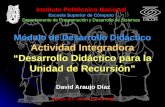 Módulo de Desarrollo Didáctico Actividad Integradora “Desarrollo Didáctico para la Unidad de Recursión” David Araujo Díaz México. D.F. marzo del año 2005.