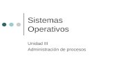 Sistemas Operativos Unidad III Administración de procesos.