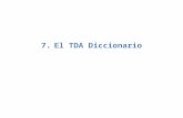 7. El TDA Diccionario. ¿Qué es un Diccionario ? Dado un conjunto de elementos {X 1, X 2,..., X N }, todos distintos entre sí, se desea almacenarlos en.