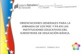 ORIENTACIONES GENERALES PARA LA JORNADA DE LOS PEIC Y PA EN LAS INSTITUCIONES EDUCATIVAS DEL SUBSISTEMA DE EDUCACIÓN BÁSICA. HIGUEROTE, FEBRERO 2012.