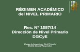 RÉGIMEN ACADÉMICO del NIVEL PRIMARIO Res. N° 1057/14 Dirección de Nivel Primario DGCyE Equipo de Inspectores Nivel Primario Distrito General Pueyrredon.