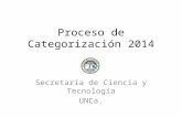 Proceso de Categorización 2014 Secretaría de Ciencia y Tecnología UNCa.