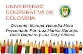UNIVERSIDAD COOPERATIVA DE COLOMBIA Docente: Manuel Velandia Mora Presentado Por: Luz Marina Naranjo, Delia Baquero y Luz Dary Silvera.