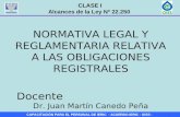 CAPACITACIÓN PARA EL PERSONAL DE IERIC - ACUERDO IERIC - OISS - NORMATIVA LEGAL Y REGLAMENTARIA RELATIVA A LAS OBLIGACIONES REGISTRALES Docente Dr. Juan.