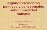 Algunos elementos políticos y conceptuales sobre movilidad humana Oscar Gómez Díez Director Fundación ESPERANZA.