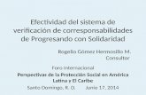 Efectividad del sistema de verificación de corresponsabilidades de Progresando con Solidaridad Foro Internacional Perspectivas de la Protección Social.