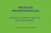 ARP SURA RIESGOS PROFESIONALES LEGISLACIÓN EN SALUD OCUPACIONAL 31 de Noviembre de 2009.