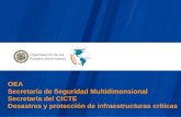 OEA Secretaría de Seguridad Multidimensional Secretaría del CICTE Desastres y protección de infraestructuras críticas.