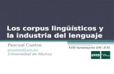 Los corpus lingüísticos y la industria del lenguaje Pascual Cantos pcantos@um.es Universidad de Murcia VIII Seminario TIC-ETL.