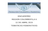 ENCUENTRO REGION COLOMBOFILA 6 11 DE ABRIL 2015 TEMATICAS FEDERATIVAS.