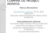 COMPRA DE PASAJES AEREOS Marco Normativo - Decreto Nº 1.191/12 P.E.N. (B.O. 19/07/12) Decreto Nº 1.191/12 - Decisión Administrativa Nº 244/13 (B.O. 21/05/13)