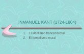 INMANUEL KANT (1724-1804) 1.El idealismo trascendental 2.El formalismo moral.