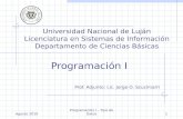 Agosto 2010Programación I - Tipo de Datos1 Programación I Prof. Adjunto: Lic. Jorge O. Scucimarri Universidad Nacional de Luján Licenciatura en Sistemas.
