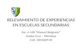 RELEVAMIENTO DE EXPERIENCIAS EN ESCUELAS SECUNDARIAS Esc. 4-148 “Manuel Belgrano” Godoy Cruz – Mendoza CUE: 5001669-00.