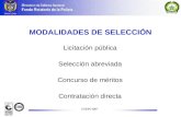 MODALIDADES DE SELECCIÓN Licitación pública Selección abreviada Concurso de méritos Contratación directa.