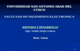 1 UNIVERSIDAD SAN ANTONIO ABAD DEL CUSCO FACULTAD DE INGENIERIA ELECTRONICA HISTORIA Y DESARROLLO Mgt. Teófilo Mejía Galicia Perú - Cusco.