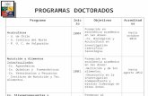 PROGRAMAS DOCTORADOS ProgramaInicioObjetivosAcreditados Acuicultura - U. de Chile - U. Católica del Norte - P. U. C. de Valparaíso 2004 Formación en excelencia.