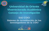 SAI-UDO Sistema de Acreditación de los Investigadores de la UDO.