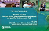 CEPAL-CEA-INEGI Reunión Técnica Análisis de los Indicadores del Observatorio de Igualdad de Género de ALC Lily Jara OPS/Oficina de Género, Etnia y Salud.