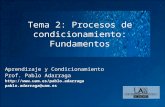 Tema 2: Procesos de condicionamiento: Fundamentos Aprendizaje y Condicionamiento Prof. Pablo Adarraga  pablo.adarraga@uam.es.