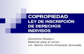 COPROPIEDAD LEY DE INSCRIPCIÓN DE DERECHOS INDIVISOS Derechos Reales I Material para el curso Lic. Marco Vinicio Alvarado Quesada.