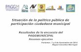 Situación de la política pública de participación ciudadana municipal Resultados de la encuesta del PAGGMUNICIPAL Resumen ejecutivo Porlamar, 7 y 8 de.