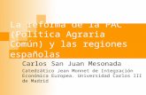 La reforma de la PAC (Política Agraria Común) y las regiones españolas Carlos San Juan Mesonada Catedrático Jean Monnet de Integración Económica Europea.