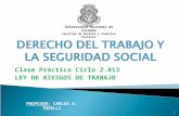 Clase Práctica Ciclo 2.013 LEY DE RIESGOS DE TRABAJO PROFESOR: CARLOS A. TOSELLI 1 Universidad Nacional de Córdoba Facultad de Derecho y Ciencias Sociales.