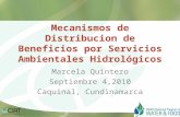 Mecanismos de Distribucion de Beneficios por Servicios Ambientales Hidrológicos Marcela Quintero Septiembre 4,2010 Caquinal, Cundinamarca.