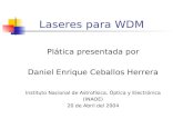 Laseres para WDM Plática presentada por Daniel Enrique Ceballos Herrera Instituto Nacional de Astrofísica, Óptica y Electrónica (INAOE) 20 de Abril del.