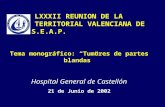 LXXXII REUNION DE LA TERRITORIAL VALENCIANA DE LA S.E.A.P. Tema monográfico: “Tumores de partes blandas” Hospital General de Castellón 21 de Junio de 2002.