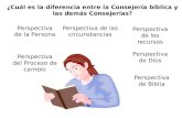 ¿Cuál es la diferencia entre la Consejería bíblica y las demás Consejerías? Perspectiva de la Persona Perspectiva de las circunstancias Perspectiva de.