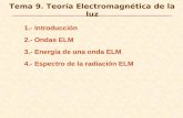 Tema 9. Teor­a Electromagn©tica de la luz 1.- Introducci³n 2.- Ondas ELM 3.- Energ­a de una onda ELM 4.- Espectro de la radiaci³n ELM