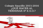 Colegio Saucillo 2015-2016 ¿QUÉ HACER AL TERMINAR 4º E.S.O.?