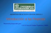 Material preparado por: C.P.A Karol Vindas Espinoza, MBA ADMINISTRACION FINANCIERA I.