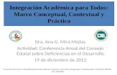 Integración Académica para Todos: Marco Conceptual, Contextual y Práctico Dra. Ana G. Mirό Mejías Actividad: Conferencia Anual del Consejo Estatal sobre.
