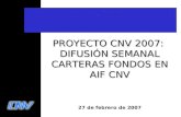 PROYECTO CNV 2007: DIFUSIÓN SEMANAL CARTERAS FONDOS EN AIF CNV 27 de febrero de 2007.